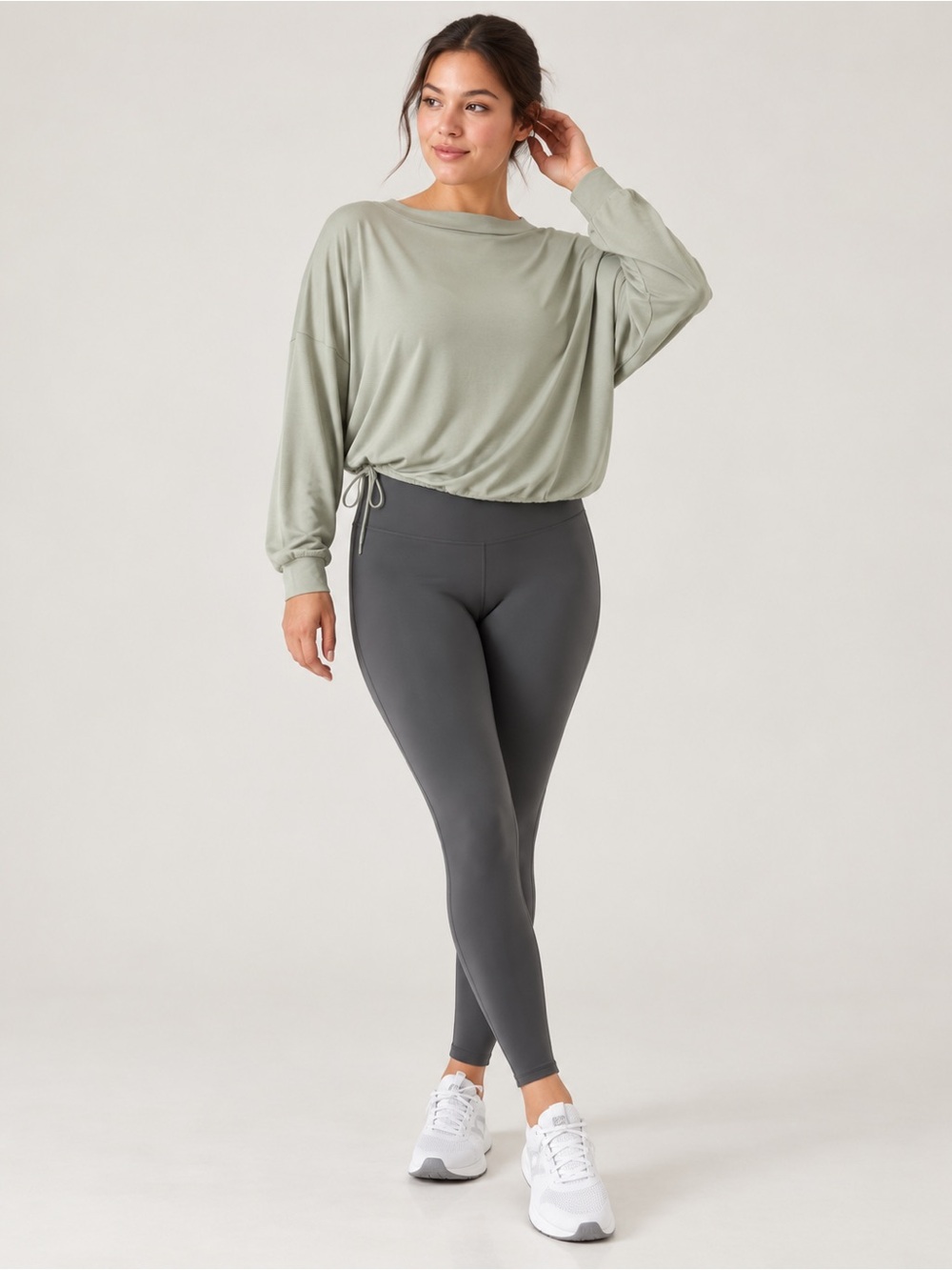 Athleta Cool Down Top Sage Green Gray Size Medium